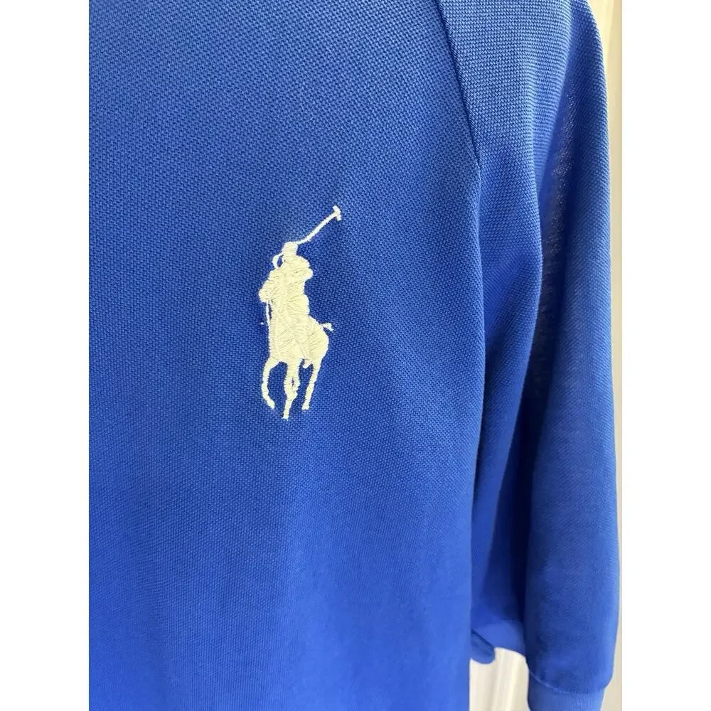Polo Golf Ralph Lauren Shirt Men Large Blue White Big Pony Raglan Pro Fit L